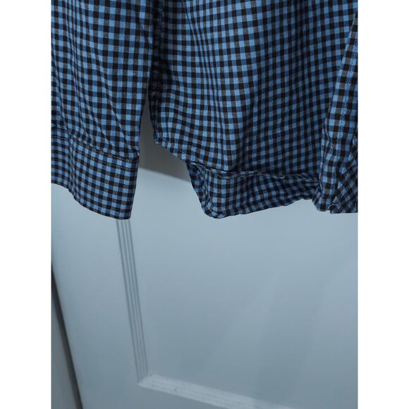 Ben Sherman Men's Blue & Brown Gingham Stretch Long Sleeve Button-Up Shirt - Picture 7 of 8